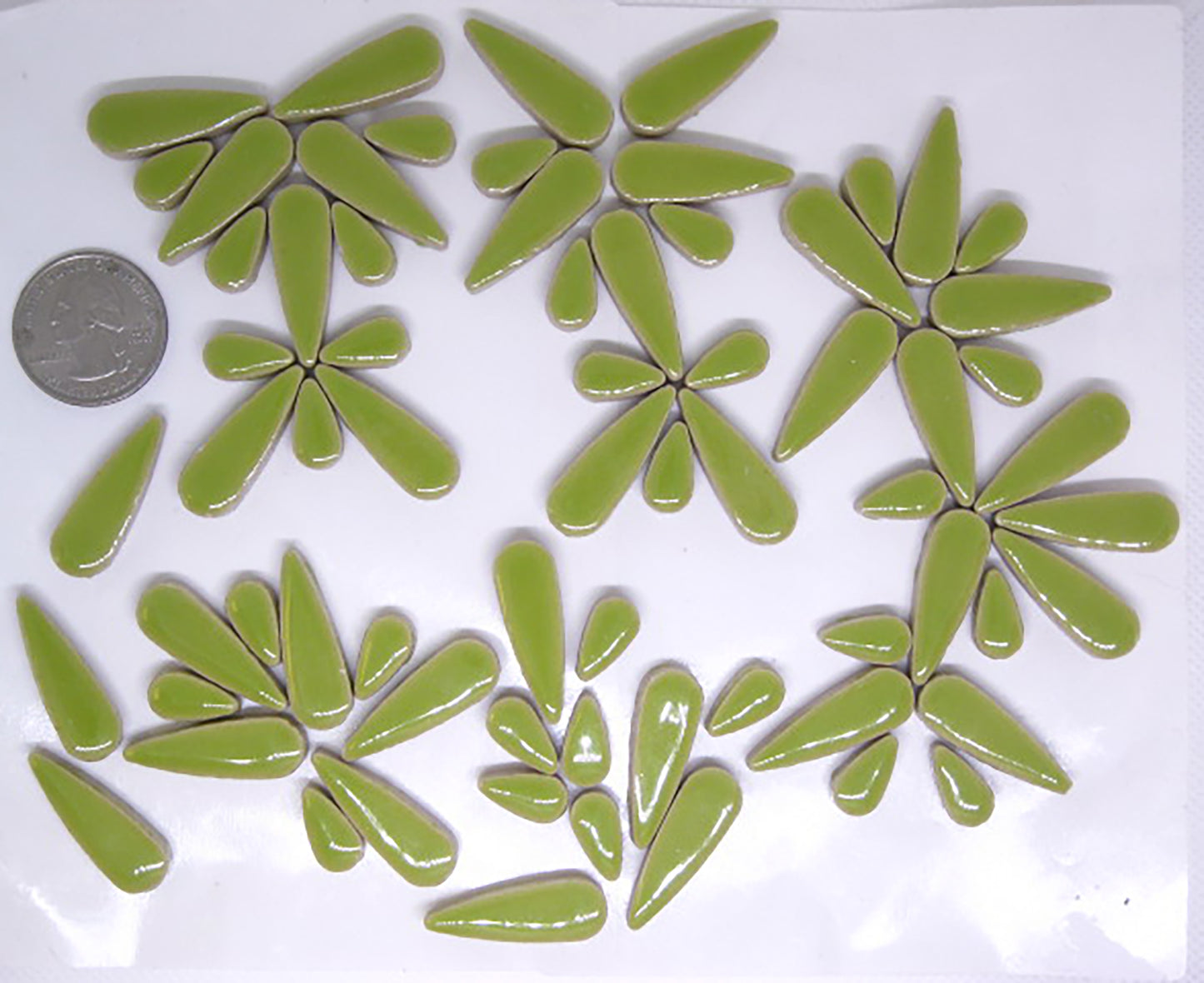 4 oz ct-Lime Teardrops, CeramicTeardrops tile - Kismet Mosaic - mosaic supplies