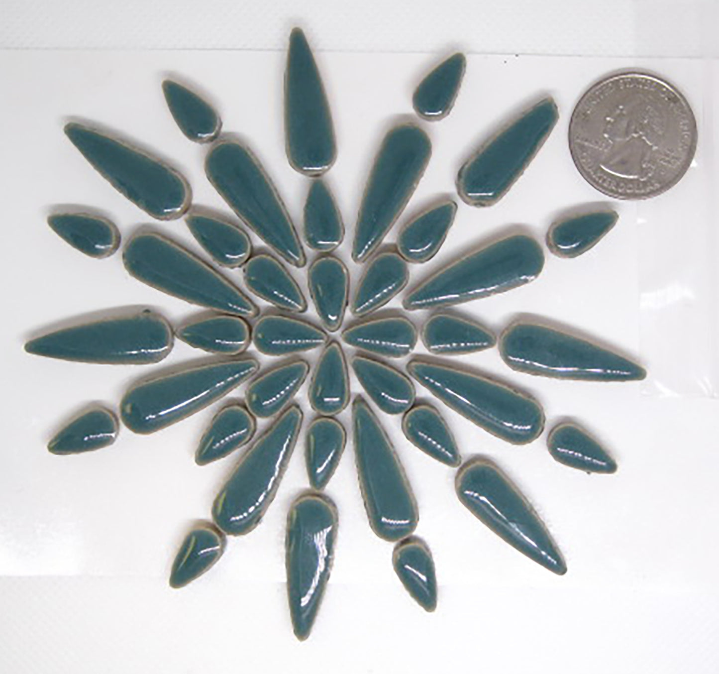 2 oz ct-Teal Teardrops, Ceramic Teardrops tile - Kismet Mosaic - mosaic supplies