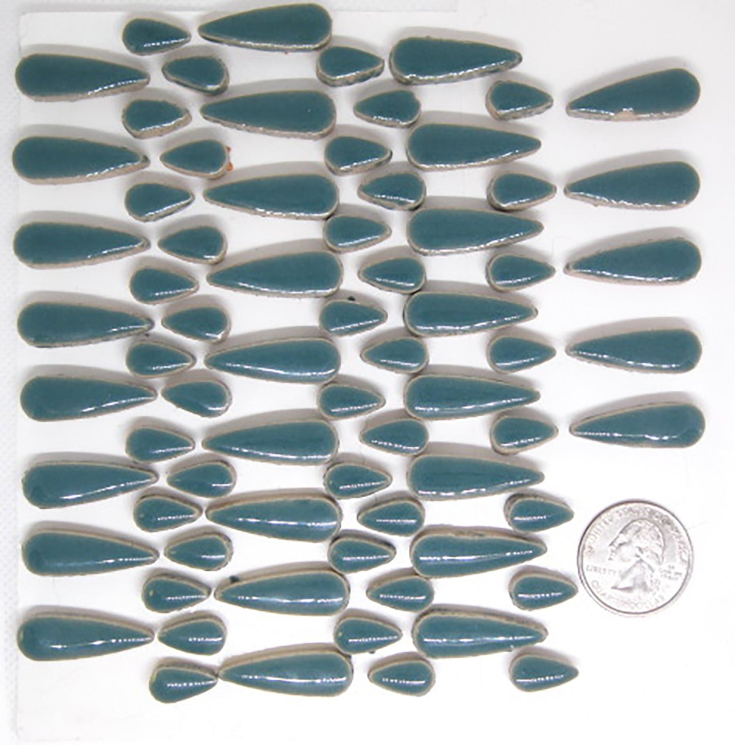 4 oz ct-Teal Teardrops, Ceramic Teardrops tile - Kismet Mosaic - mosaic supplies