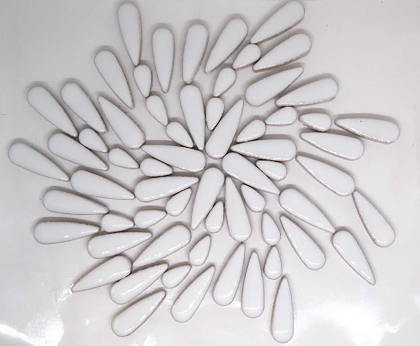 4oz ct-White Teardrops, CeramicTeardrops tile - Kismet Mosaic - mosaic supplies