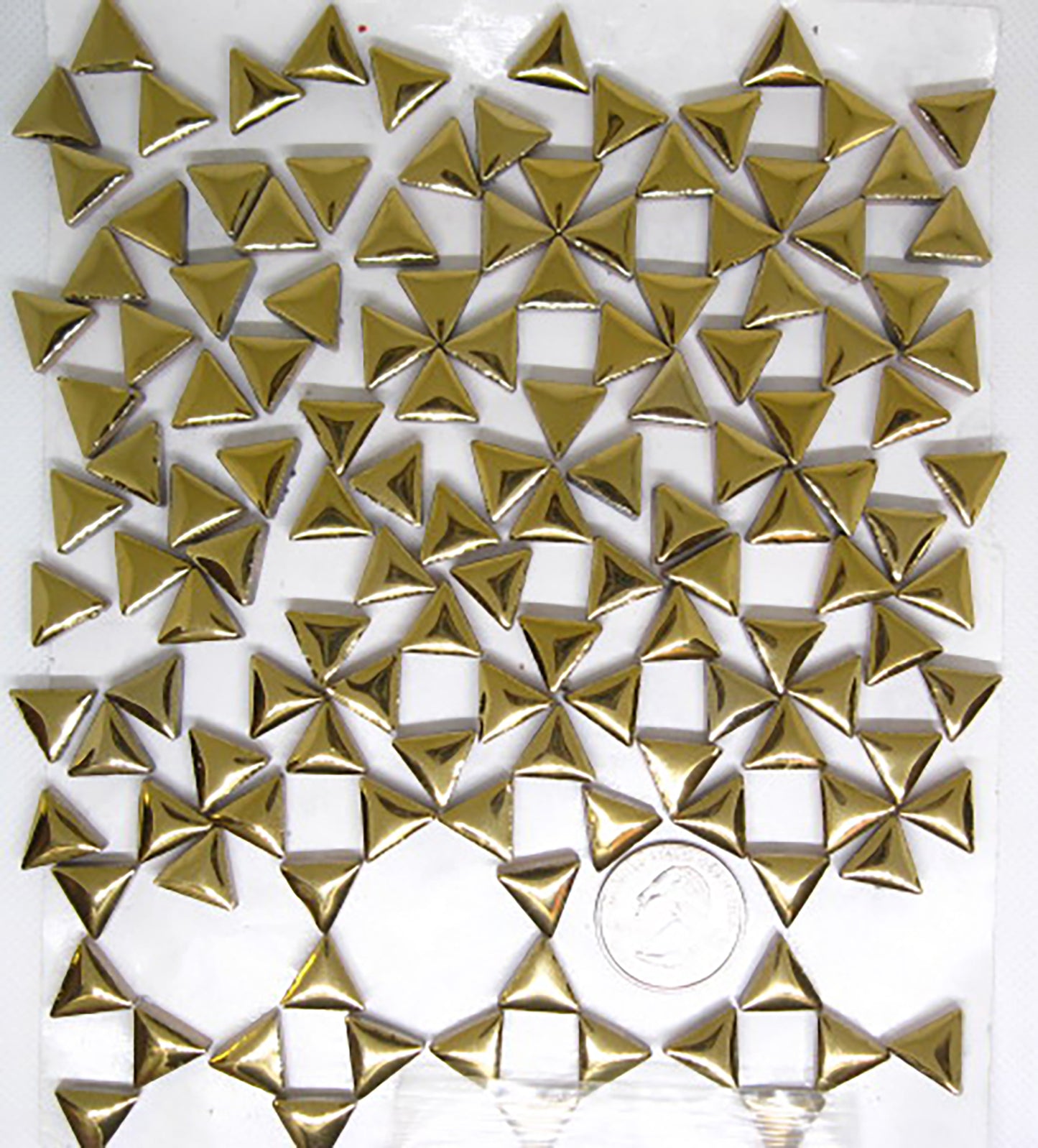 4 oz ceramic triangles, gold, glazed ceramic