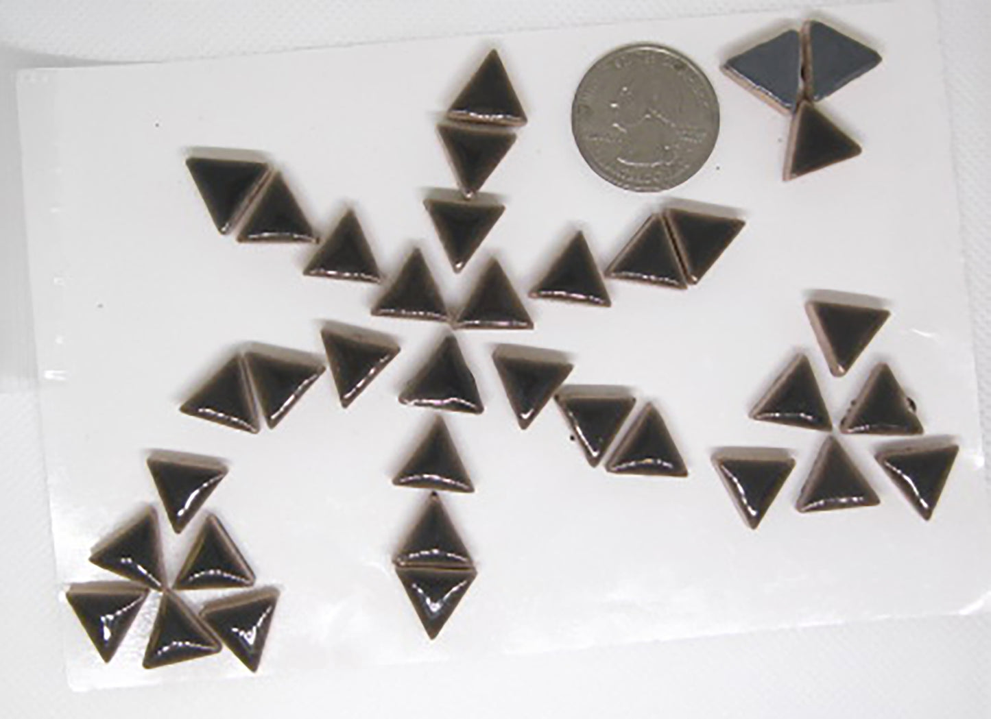 1 oz Medium Gray Triangles, Ceramic triangle tile - Kismet Mosaic - mosaic supplies