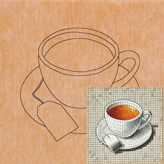 Cup of Tea with Pattern 8"x8" (pre-drilled for hanging kit)