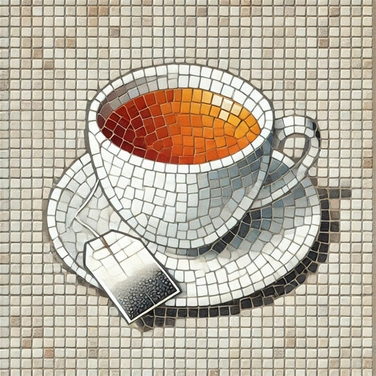Cup of Tea with Pattern 8"x8" (pre-drilled for hanging kit)