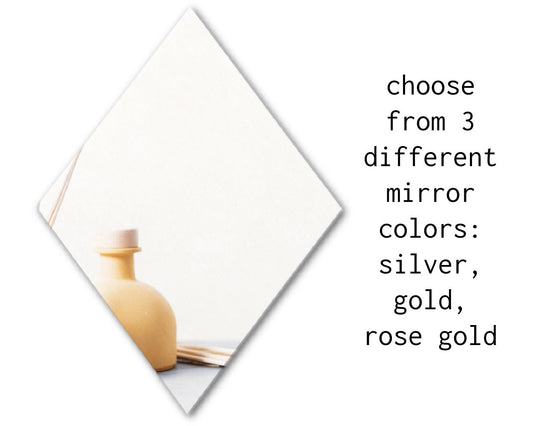 14 Inch Diamond Mirror Acrylic - Silver/Gold/Rose Gold
