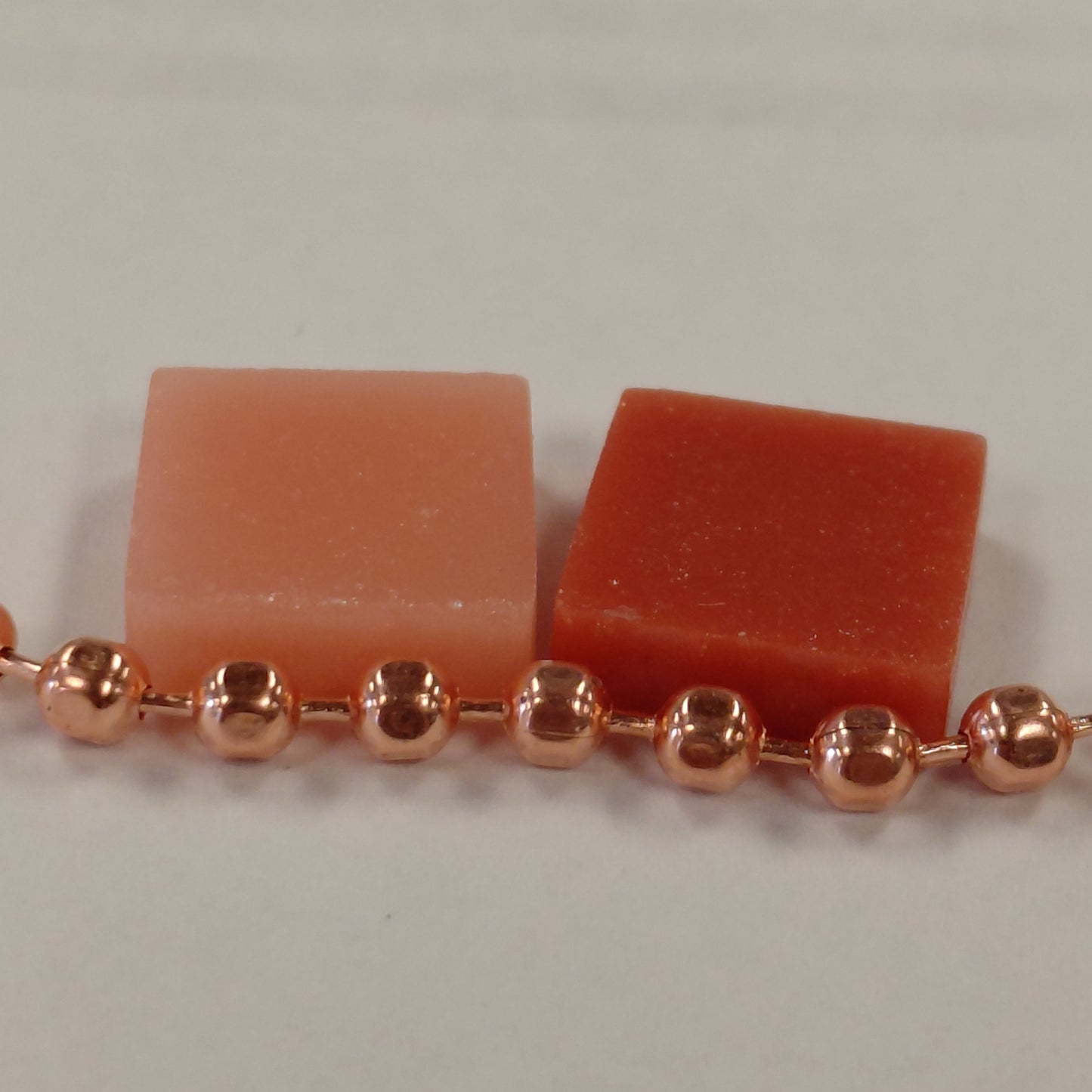 faceted copper ball chain with 12mm tile