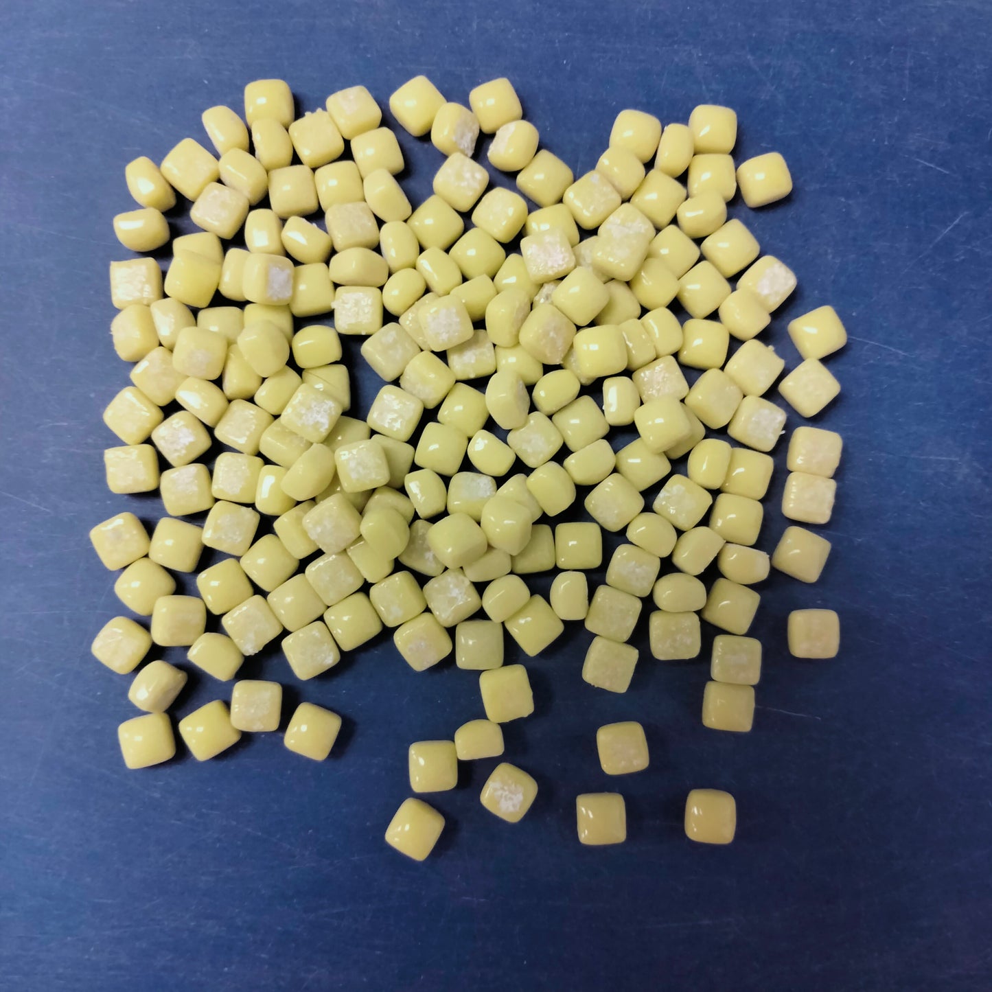 1 oz yellow glass micro mosaic tiles, very small, recycled glass tile