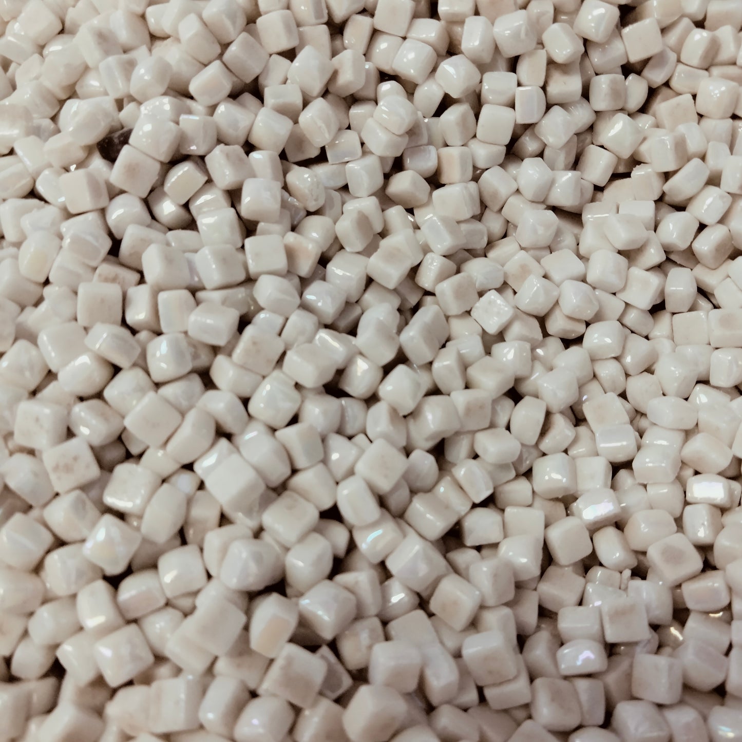 iridized white micro mosaic glass tile, 4.5mm, recycled glass