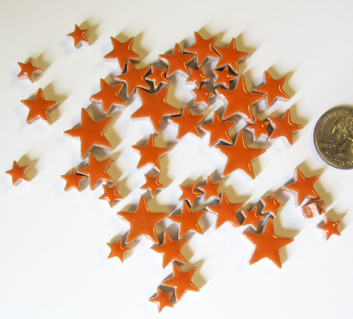 cha-Ceramic Charms-Orange Stars