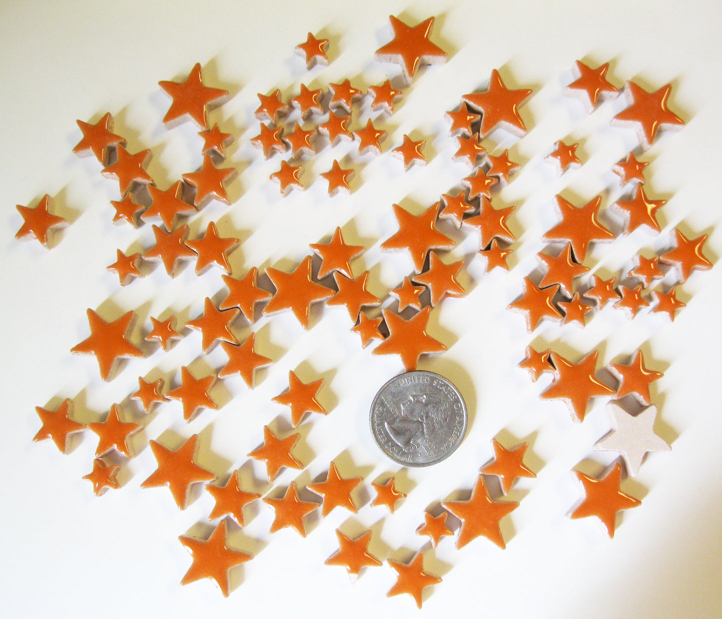 cha-Ceramic Charms-Orange Stars