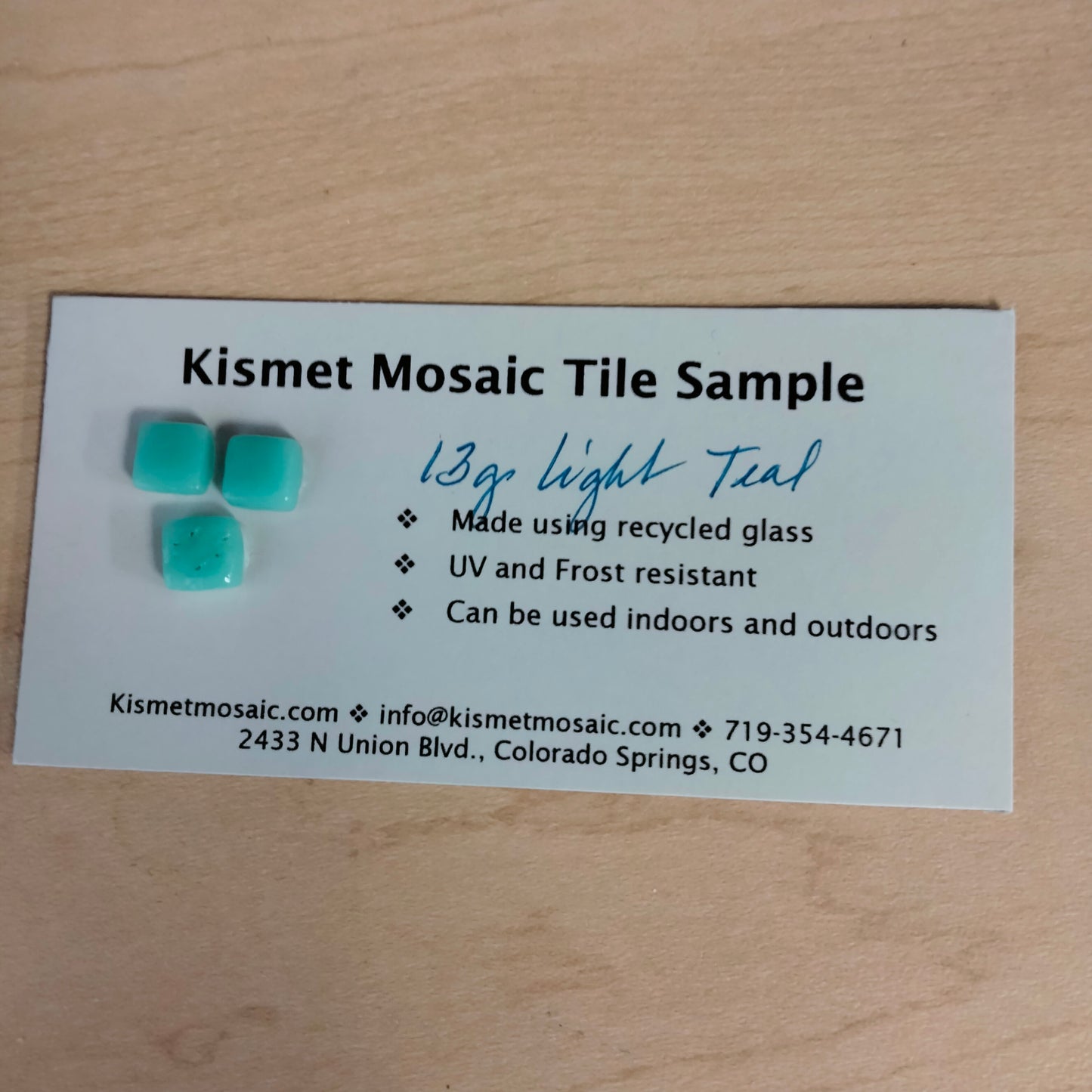 13-g Light Teal, 8mm - Greens & Teals tile - Kismet Mosaic - mosaic supplies