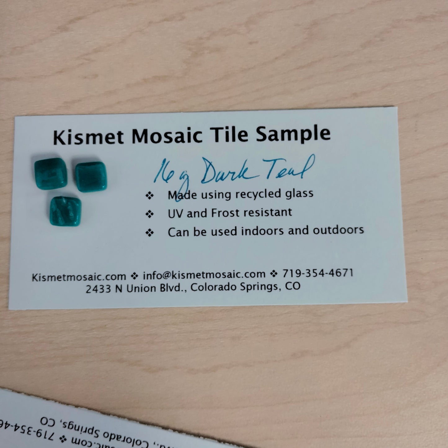 16-g Dark Teal, 8mm mosaic tile - Greens & Teals tile - Kismet Mosaic - mosaic supplies sample
