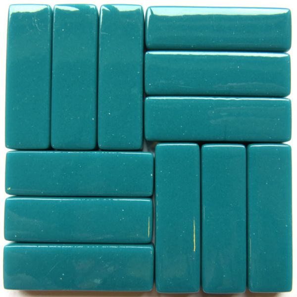 516g Dark Teal gloss rectangles, recycled glass, 1.5" x 1/2"