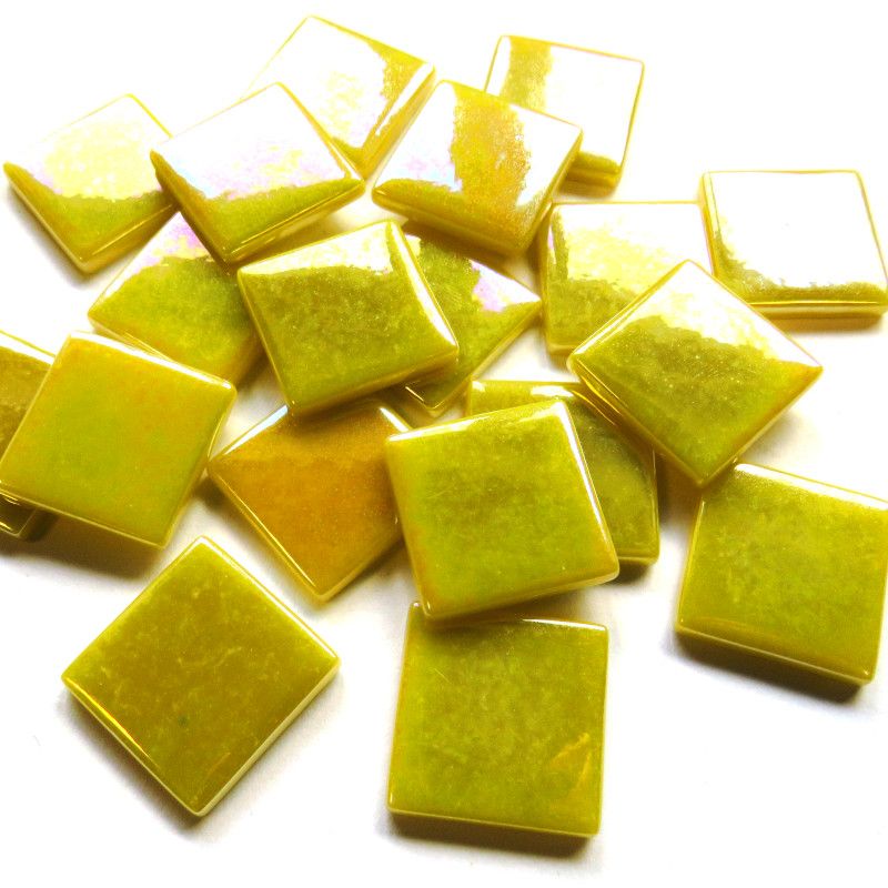 830-i Sweet Corn Iridized - 25mm - recycled glass tile - Kismet Mosaic - mosaic supplies