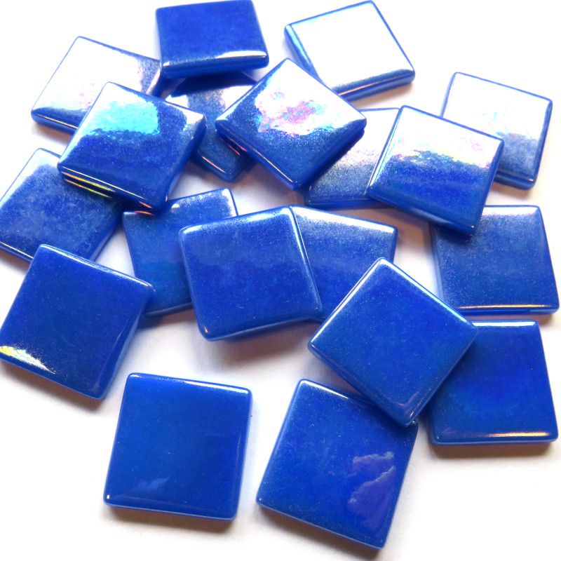 869-i Cobalt Blue Iridized 25mm - recycled glass tile - Kismet Mosaic - mosaic supplies