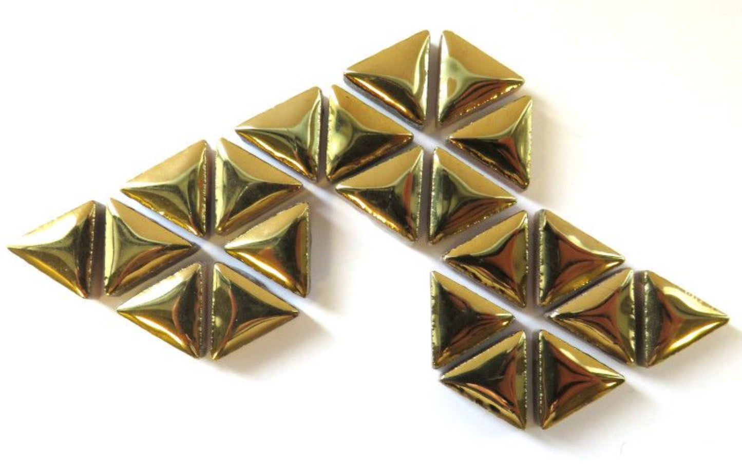 ceramic triangles, gold, glazed ceramic