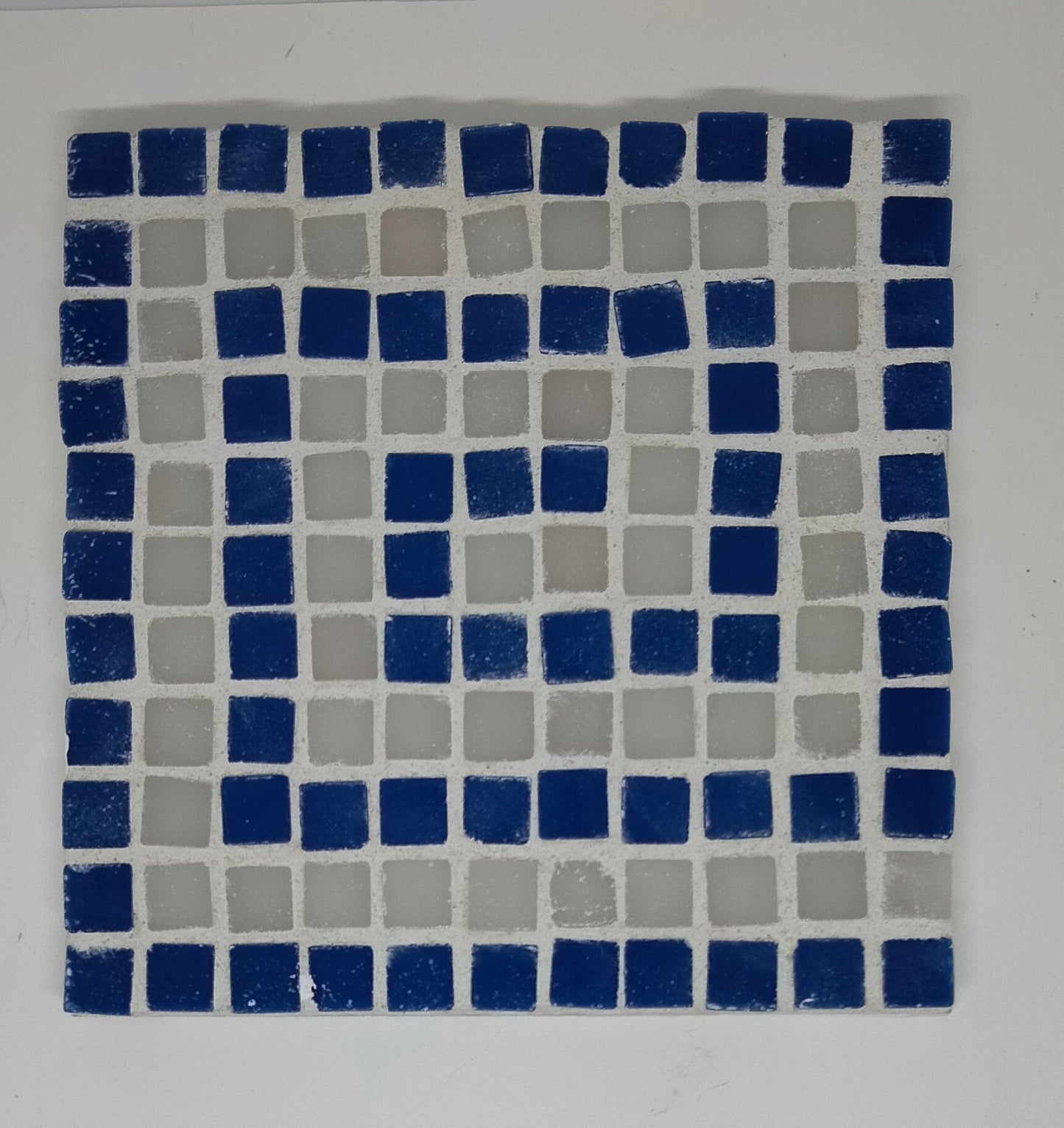 Square Mosaic Coaster Kit--Greek Key Blue/White