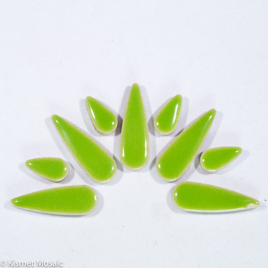 ct-Lime Teardrops, CeramicTeardrops tile - Kismet Mosaic - mosaic supplies