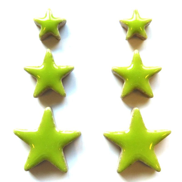 cha-Ceramic Charms-Lime Green Stars
