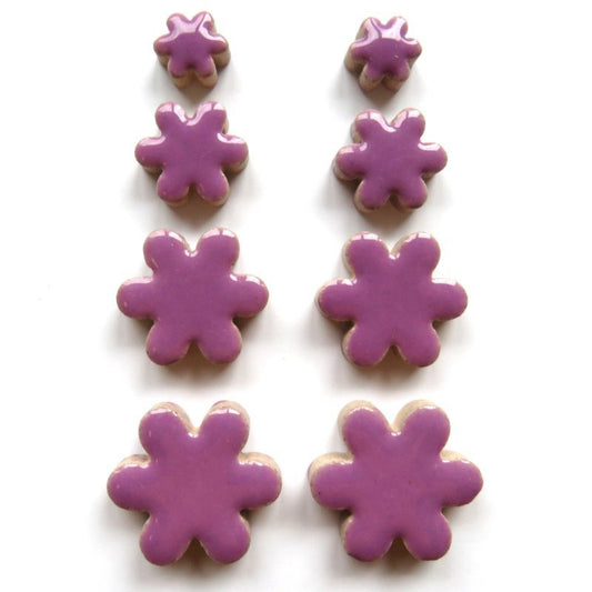glazed ceramic flower shapes in purple