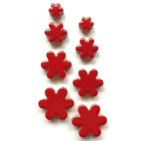 Glazed ceramic red flowers