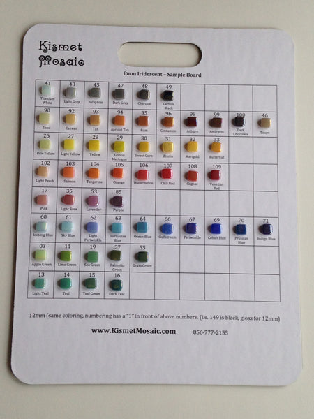 Kismet 12mm - Iridescent, Sampleboard tile - Kismet Mosaic - mosaic supplies