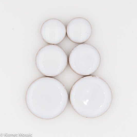 cr-White Round, CeramicRound tile - Kismet Mosaic - mosaic supplies