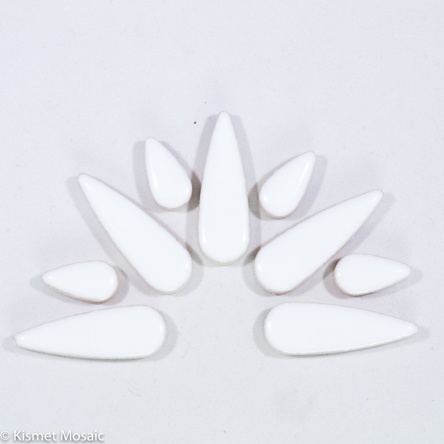 ct-White Teardrops, CeramicTeardrops tile - Kismet Mosaic - mosaic supplies