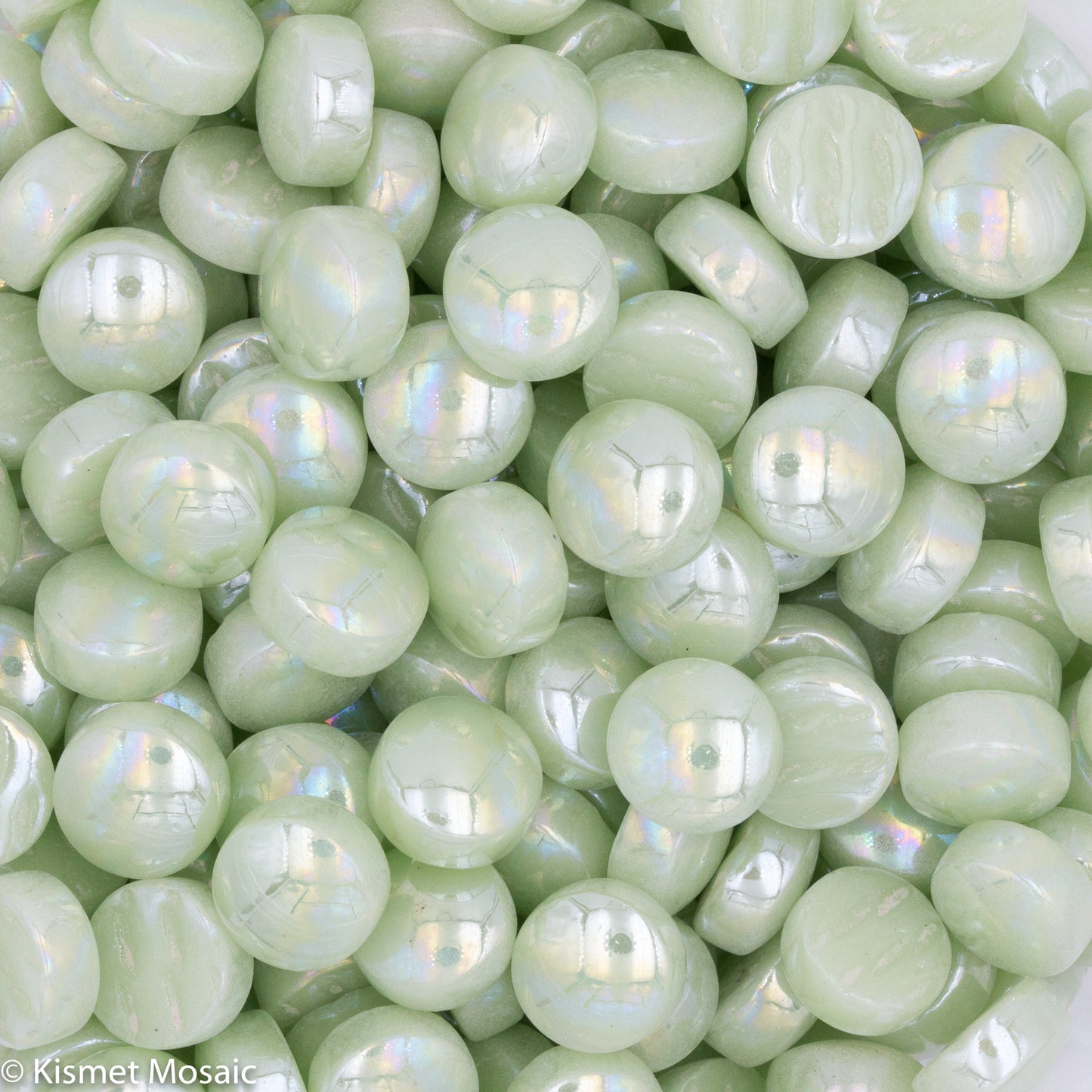 301-i Pastel Green, BelliButtonIrid tile - Kismet Mosaic - mosaic supplies