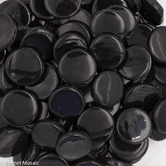 249-g - Carbon Black - Gloss, PennyRoundGloss tile - Kismet Mosaic - mosaic supplies