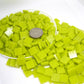 129-m Lemon Meringue 12mm square glass mosaic tiles in bright yellow-green color, perfect for mosaic artwork and home décor projects 16 ounces