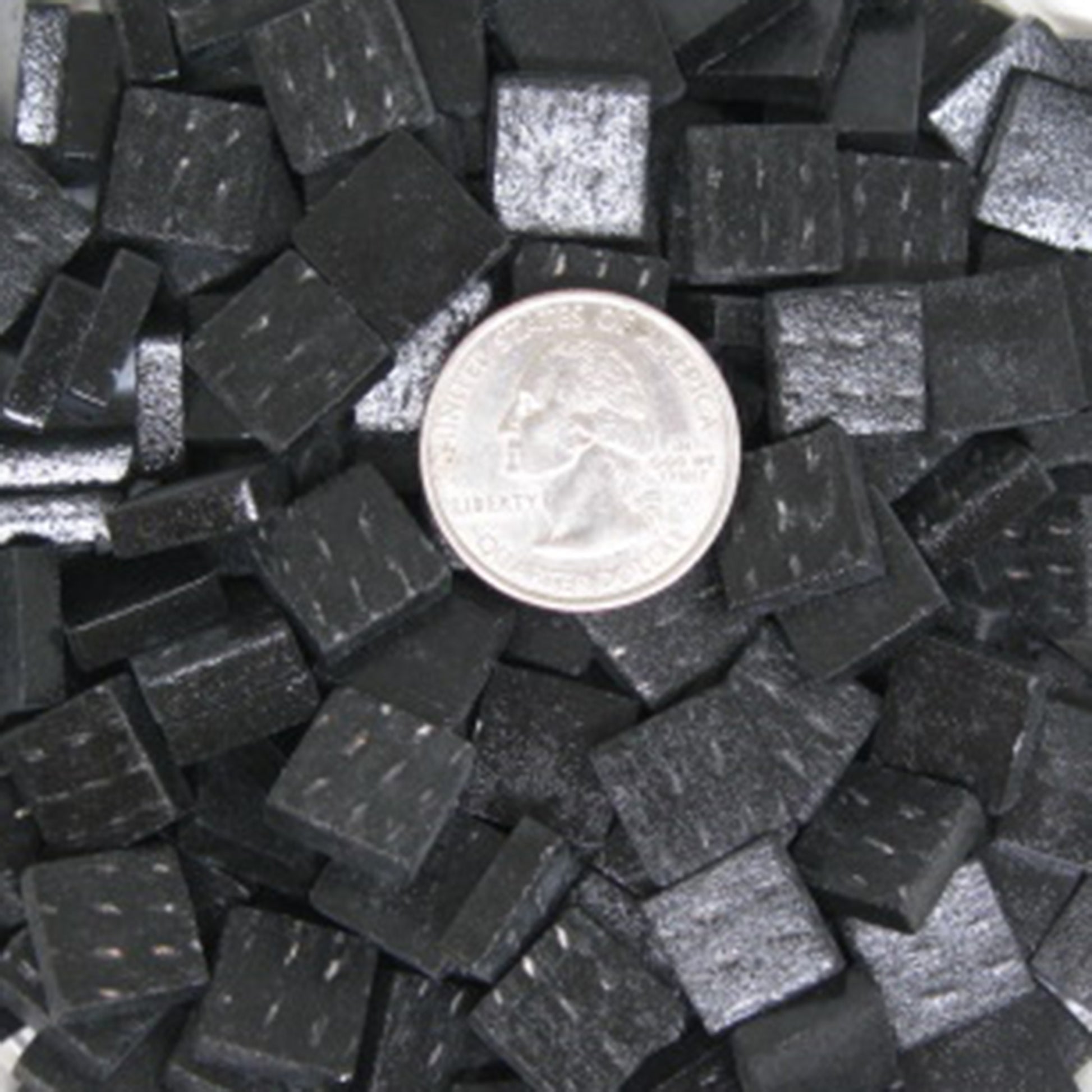 149-m Carbon Black, 12mm - White, Gray & Black tile - Kismet Mosaic - mosaic supplies