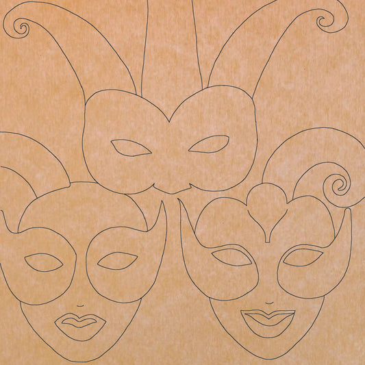 Carnival Masks with Pattern 16"x16" (pre-drilled for hanging kit)