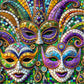 Carnival Masks with Pattern 16"x16" (pre-drilled for hanging kit)