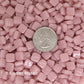 17-g Pink, 8mm mosaic tile- Oranges, Reds & Pinks tile - Kismet Mosaic - mosaic supplies coin for scale