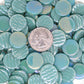 214-i - Teal - Iridescent, PennyRoundIrid tile - Kismet Mosaic - mosaic supplies