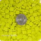 Vibrant yellow mosaic tiles, square, recycled glass, ideal for mosaic projects or decor.