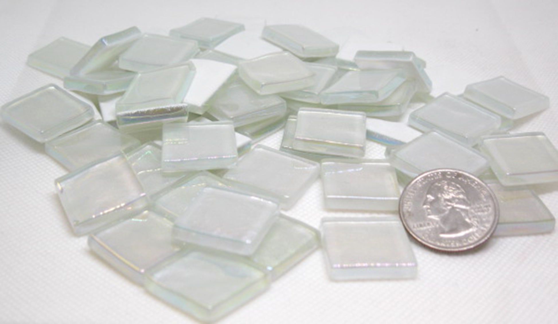 K352 White Krystal Metallic Iridized tile -  20mm - mosaic supplies Pearl