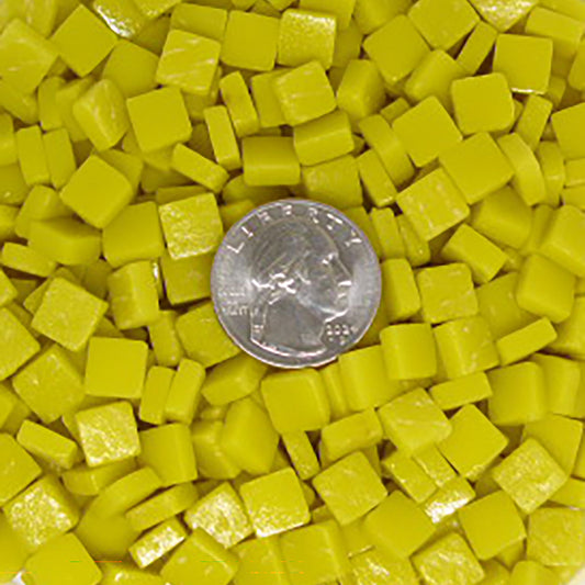 Sweet Corn matte yellow glass mosaic tiles 8mm square format, eco-friendly recycled glass for kitchen backsplash and mosaic artwork projects