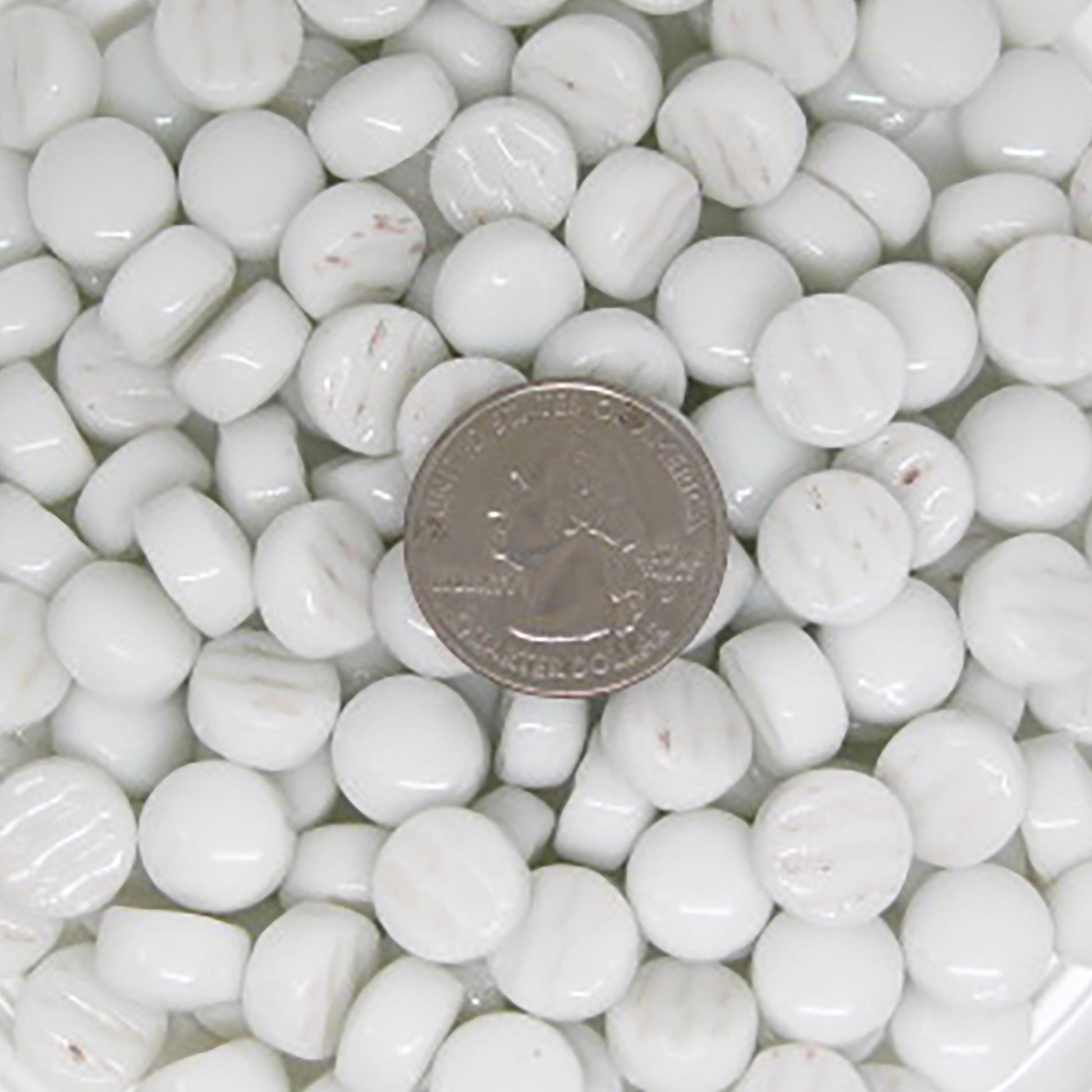 340-g Zinc White, BelliButtonGloss tile - Kismet Mosaic - mosaic supplies