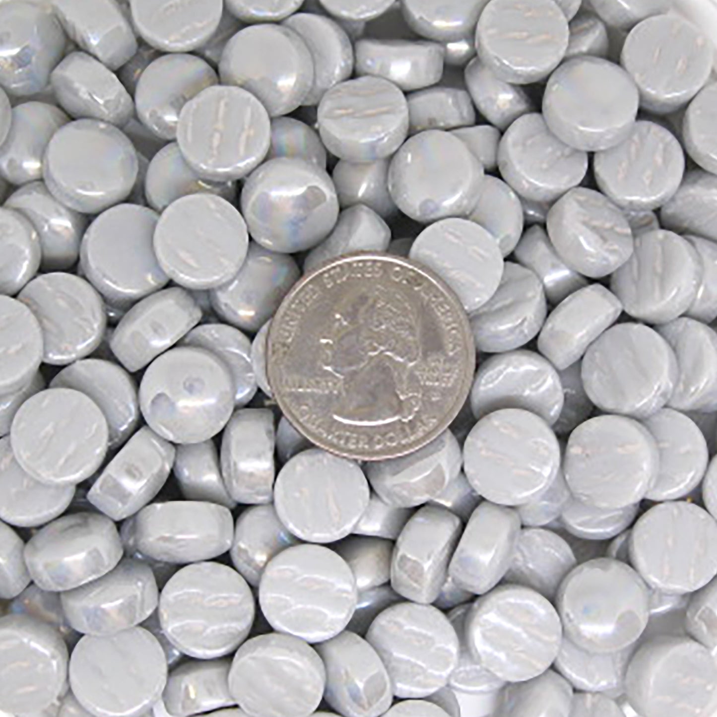 343-i Light Gray, BelliButtonIrid tile - Kismet Mosaic - mosaic supplies