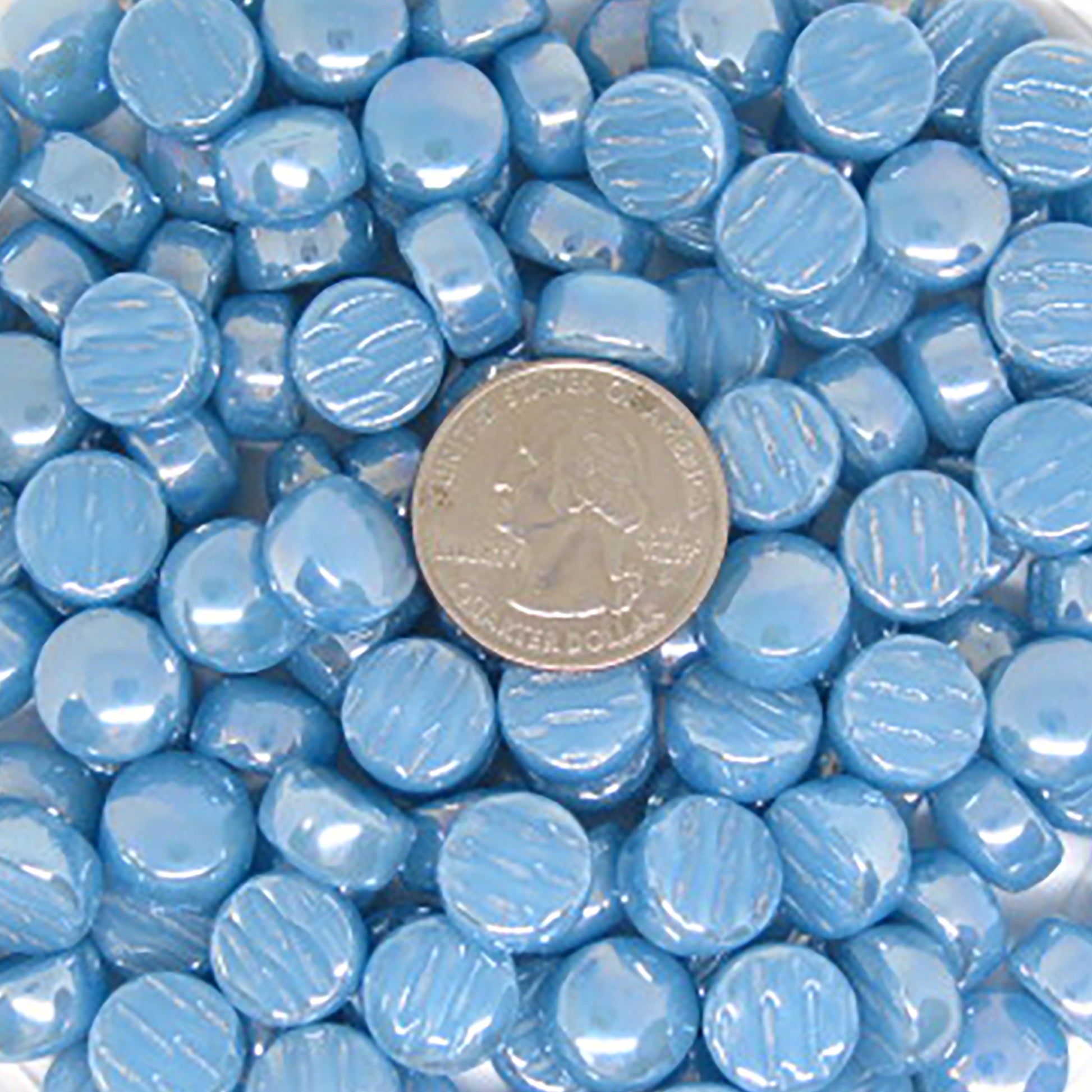 363-i Turquoise Blue, BelliButtonIrid tile - Kismet Mosaic - mosaic supplies