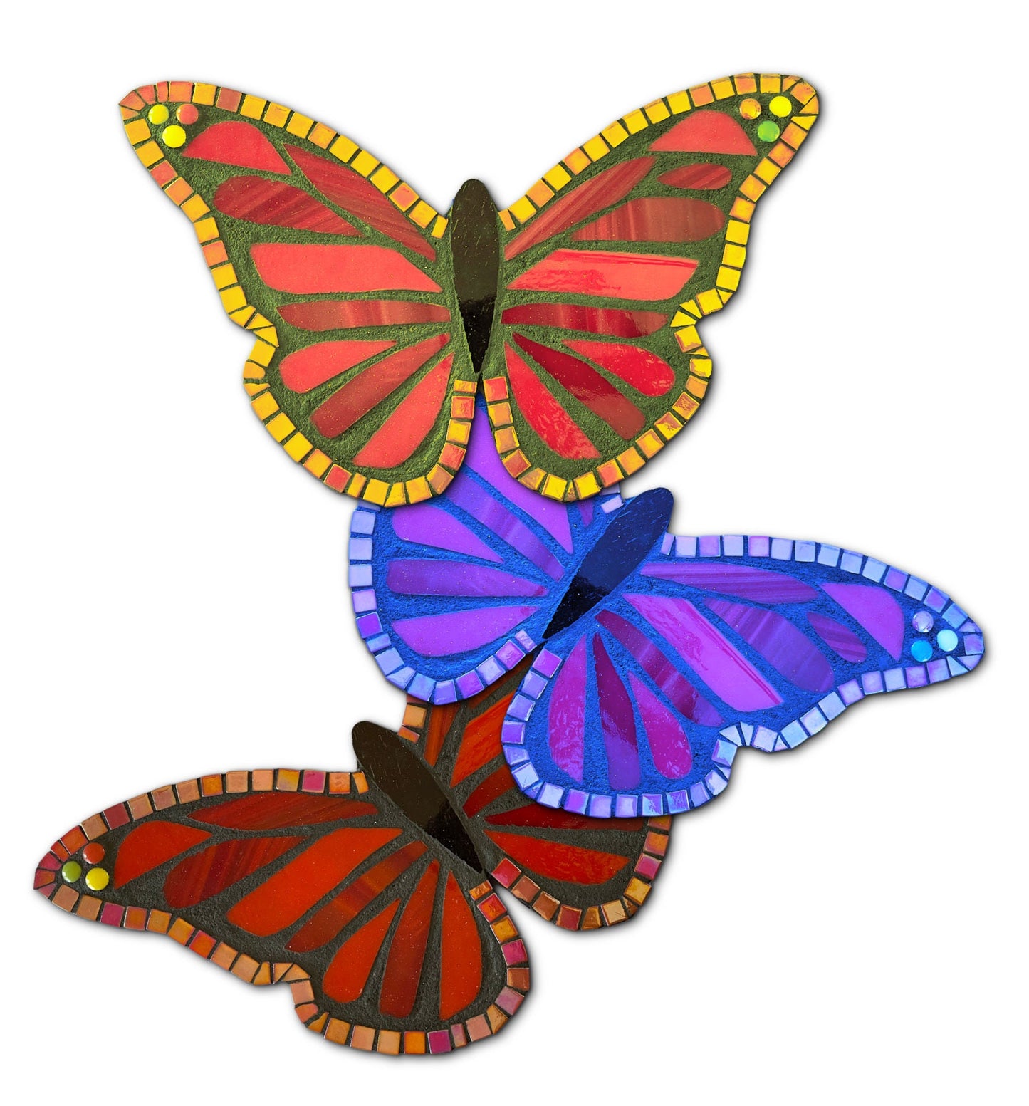 18.5" x 20" 3 Butterflies Laser-Printed Waterproof Mosaic Backer