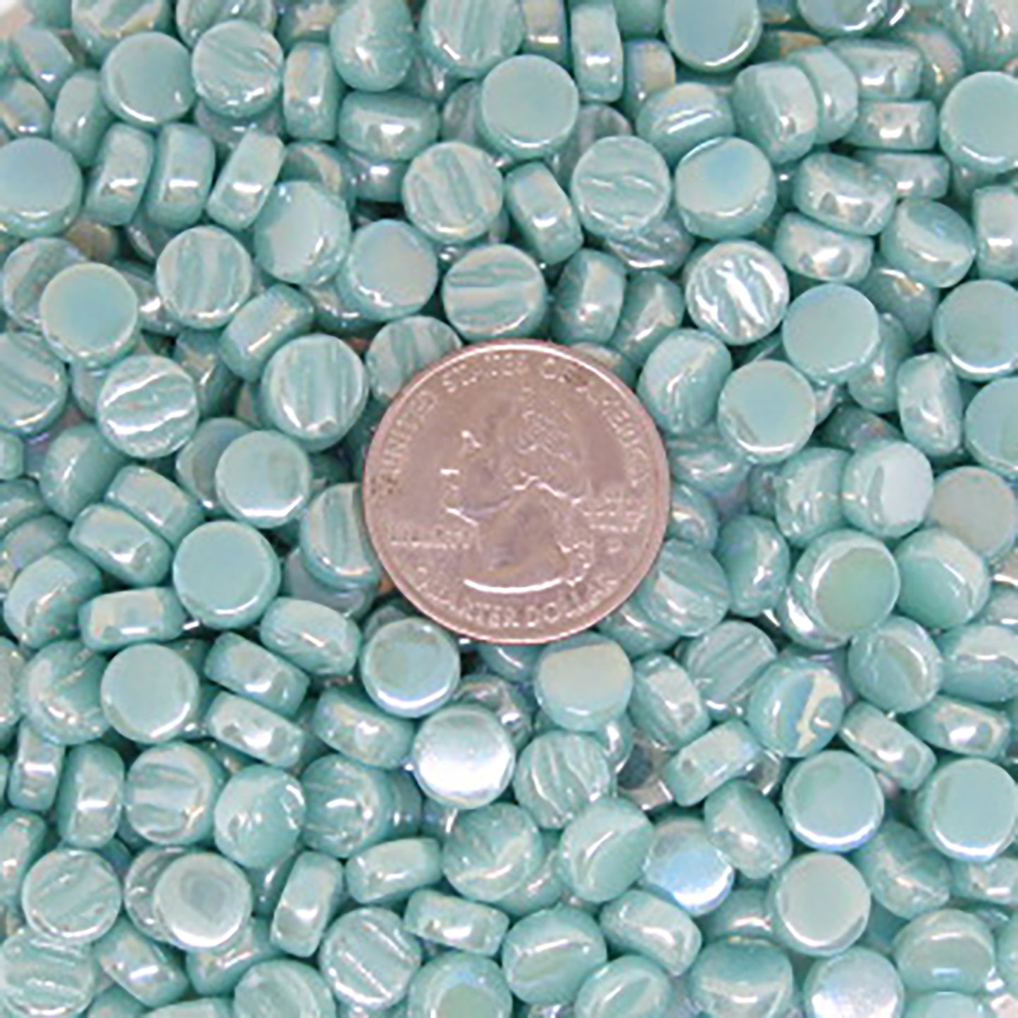 413-i Light Teal Mini Rounds, MiniRoundIrid tile - Kismet Mosaic - mosaic supplies