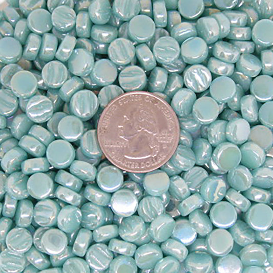 413-i Light Teal Mini Rounds, MiniRoundIrid tile - Kismet Mosaic - mosaic supplies