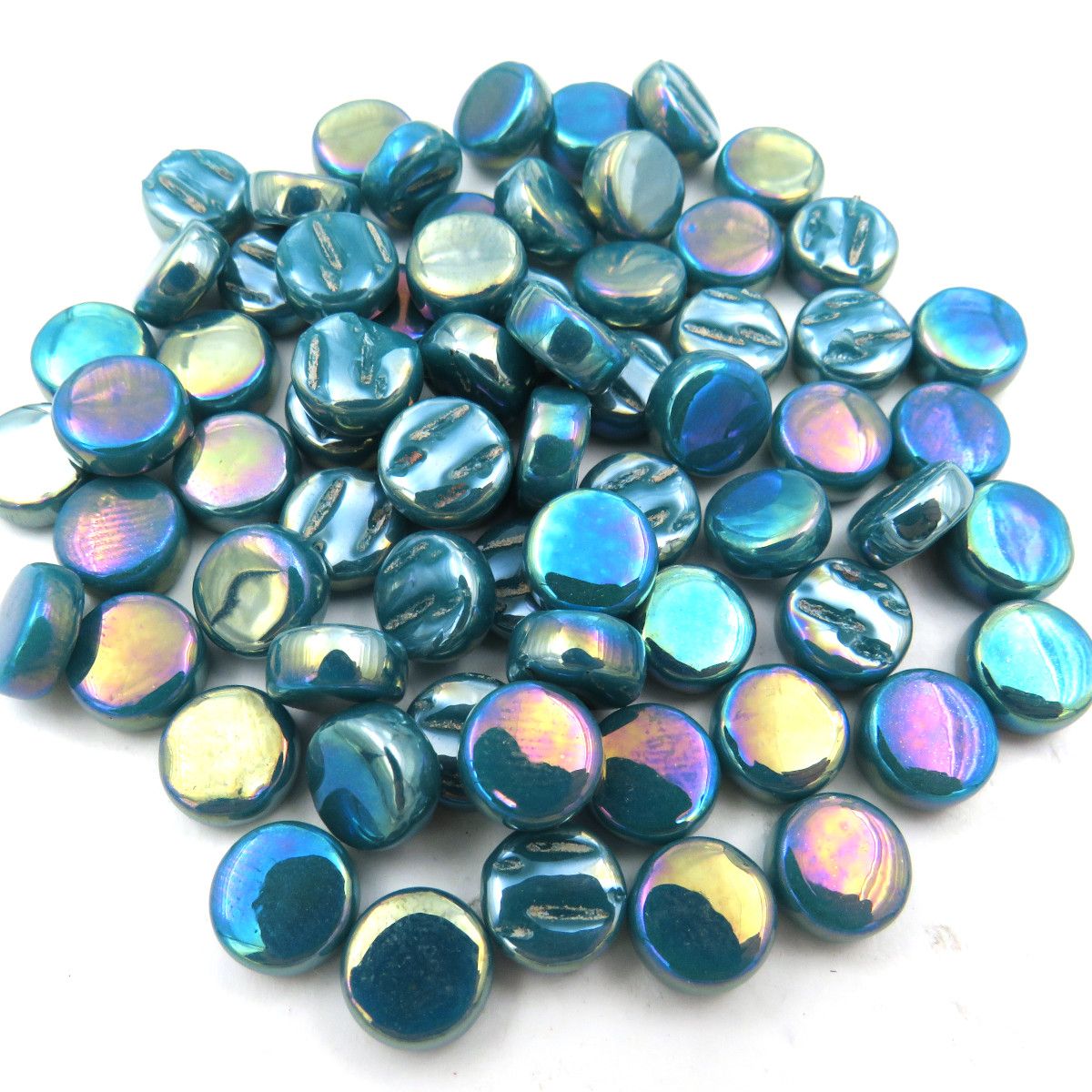 416-i Dark Teal Iridized Mini Rounds