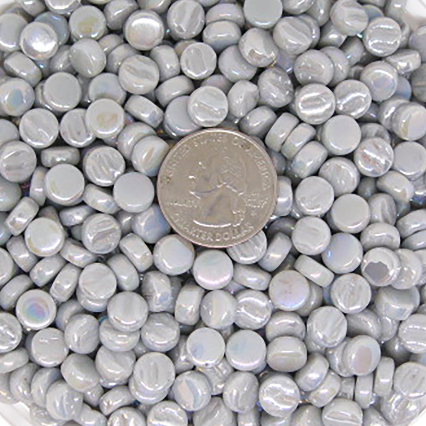 443-i - Light Grey  Mini Rounds, MiniRoundIrid tile - Kismet Mosaic - mosaic supplies