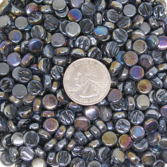 449-i Carbon Black Mini Rounds, MiniRoundIrid tile - Kismet Mosaic - mosaic supplies
