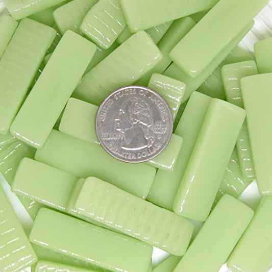 Pastel green glass rectangles, gloss finish, recycled glass