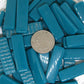 516g Dark Teal gloss rectangles, recycled glass, 1.5" x 1/2"